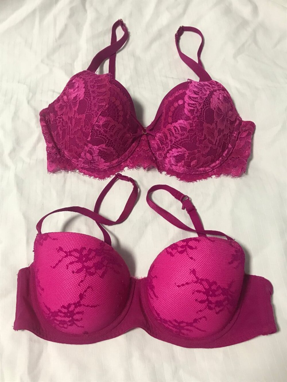 La Senza lot of 2 Fuchsia Pink Lace Bras size 34B